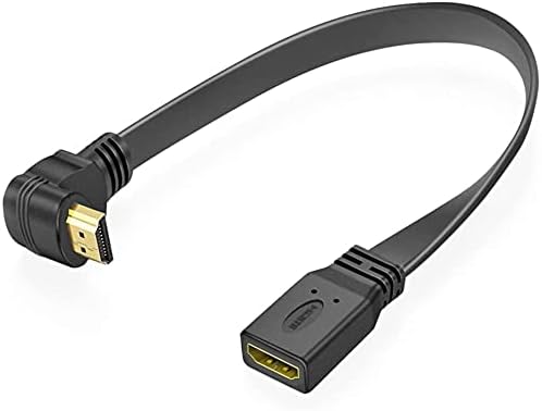 HDMI Extension Cable High Speed 90-Degree Down Angle Male to Female Extension Wire Cord HDMI Extender - Gold Plated Plugs (1FT)