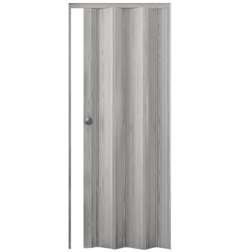 ESTO Porta a Soffietto con Serratura Chiave da Interno 84 x 215 cm Misura, Economy e Premium quality, Porta Scorrevole 6 Colori diversi Bianco, Noce, Ciliegio, Legno Scuro (Bianco Venato)