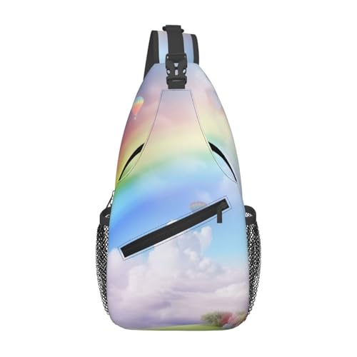 Mochila de Pecho Dreamy Rainbow Negra para Hombre y Mujer miniatura 1