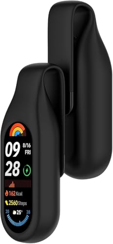 Clip Halter f&uuml;r Xiaomi Mi Band 10/9/8 Silikon Halterung, Flexible Silikon Cover Shell Sto&szlig;fest Kratzfest Schutzh&uuml;lle Smartwatch (Schwarz/Schwarz)