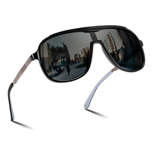 FEISEDY Polarized Sunglasses Men Mirrored One Piece Lens Shades Women Reflective UV Protection Sun Glasses B0277