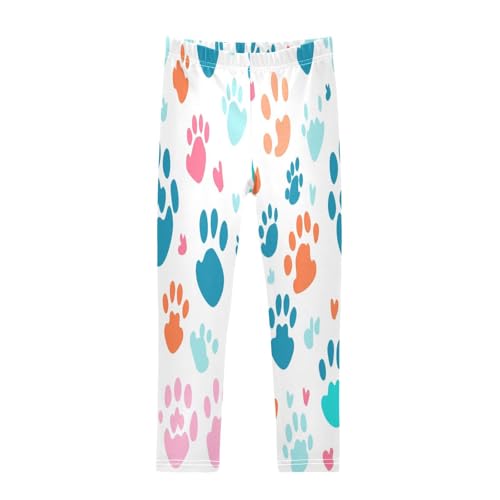 Toddler Girls Leggings Printed Yoga Pants Leggings Colorful Dog Paw Print for Kids