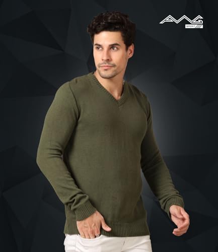 Image of AWG ALL WEATHER GEAR Men's V-Neck Full Sleeve Sweater | Sweater for Winter | Plain Casual Wear Sweater l Sweater for Men | Pullover for Men | Winter Wear Sweater for Men | Mens Sweater