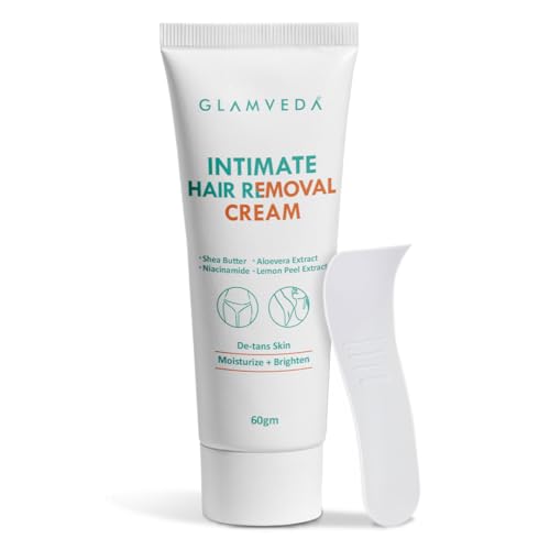 Image of Glamveda Intimate Hair Removal Cream for Men 60g | Pubic Hair Removal | Painless, Faster, Soothing | Brighten, Non Irritating | For Sensitive Body Areas | Body Hair Remover | All Skin Type