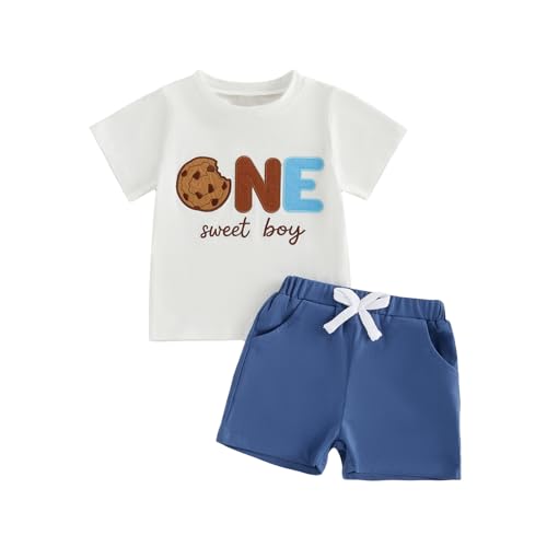 Baby Boy 1st 2nd Birthday Outfit One Sweet Boy Cookie Shirt Set One 12-18M