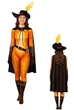 Womens Halloween Yellow Cat Bodysuit With Hat and Cloak Adult Cosplay Jumpsuit Dress Up Outfit 3XL