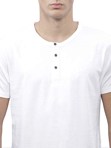 Image of LAZYCHUNKS Henley Neck Men's Cotton Half Plain Sleeves Slim Fit T-Shirt | Round Neck Men's Tshirt | Solid Colors | Summer Wear | - Multicolor