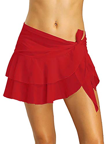 Women Swimsuit Cover up Chiffon Ruffle Beach Sarong Wrap Skirt Pareo