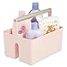 mDesign Under Sink Storage – Plastic and Metal Bathroom Caddy for Shampoo and Soaps – Portable Cosmetics Storage Organiser – Blush/Satin