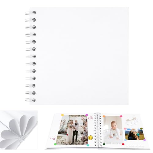Fotoalbum Seiten, Fotobuch Scrapbook mit 40 Seiten, Fotoalben Ringbuch, Foto Buch zum Selber Gestalten, Fotobücher Kraftpapier, Spiralalbum 17 * 17cm für Baby Geburtstag Jahrestag (Weiß) Fotoalbum Seiten, Fotobuch Scrapbook mit 40 Seiten, Fotoalben Ringbuch, Foto Buch zum Selber Gestalten, Fotobücher Kraftpapier, Spiralalbum 17 * 17cm für Baby Geburtstag Jahrestag (Weiß)
