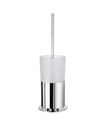 Smedbo FK311 Toilet Brush With Frosted Glass Container, Polished Chrome/Frosted Glass