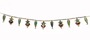 Evisha Golden Aluminium Metal Kalash,Ashok Leaves Leaf Toran Bandharwar Home Decor Festival Decoration Hanging