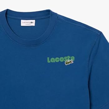 Lacoste Men's Casual Repeat Name Back Print T-Shirt, blue