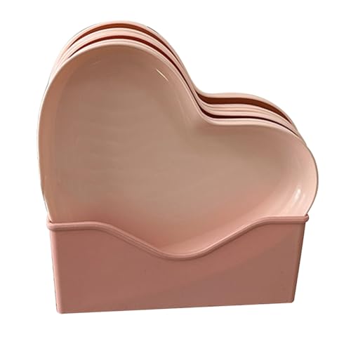Piatto a Forma di Cuore in Piatto da Portata in Plastica Stile Ins, Facile da Pulire, Leggero, per Riunioni di Feste, Piatto di Frutta o Piattino (5 piatti con il supporto)