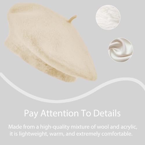 Image of Jolbndcv 6PCS Beret, French Beanie, Outdoor, Winter, Fashion Lady Hat | One Size Fits Most,Solid Color,Stretchable,for All Season