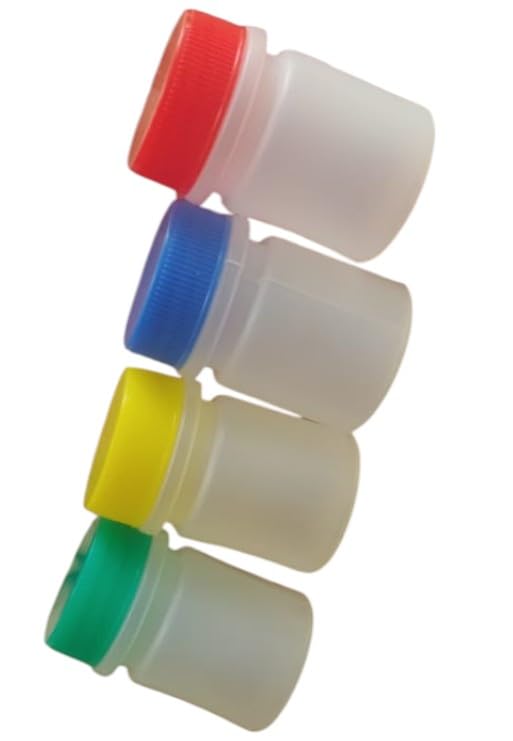 Mediplastics Transparent Plastic Bottles with Color Caps Pack of