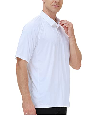 Moheen Men's Short Sleeve Golf Polo Shirts Moisture Wicking Performance Athletic Polo Shirt,White,2Xl #TOP1