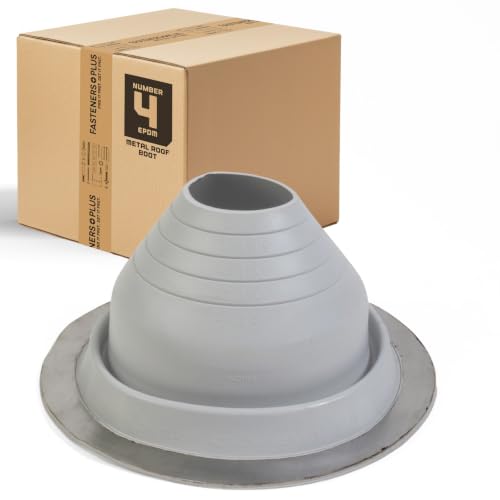 Image of Fasteners Plus #4 Round EPDM Metal Roof Pipe Flashing Boot (Fits 3 inch - 6-1 /4 inch Pipe OD), Gray