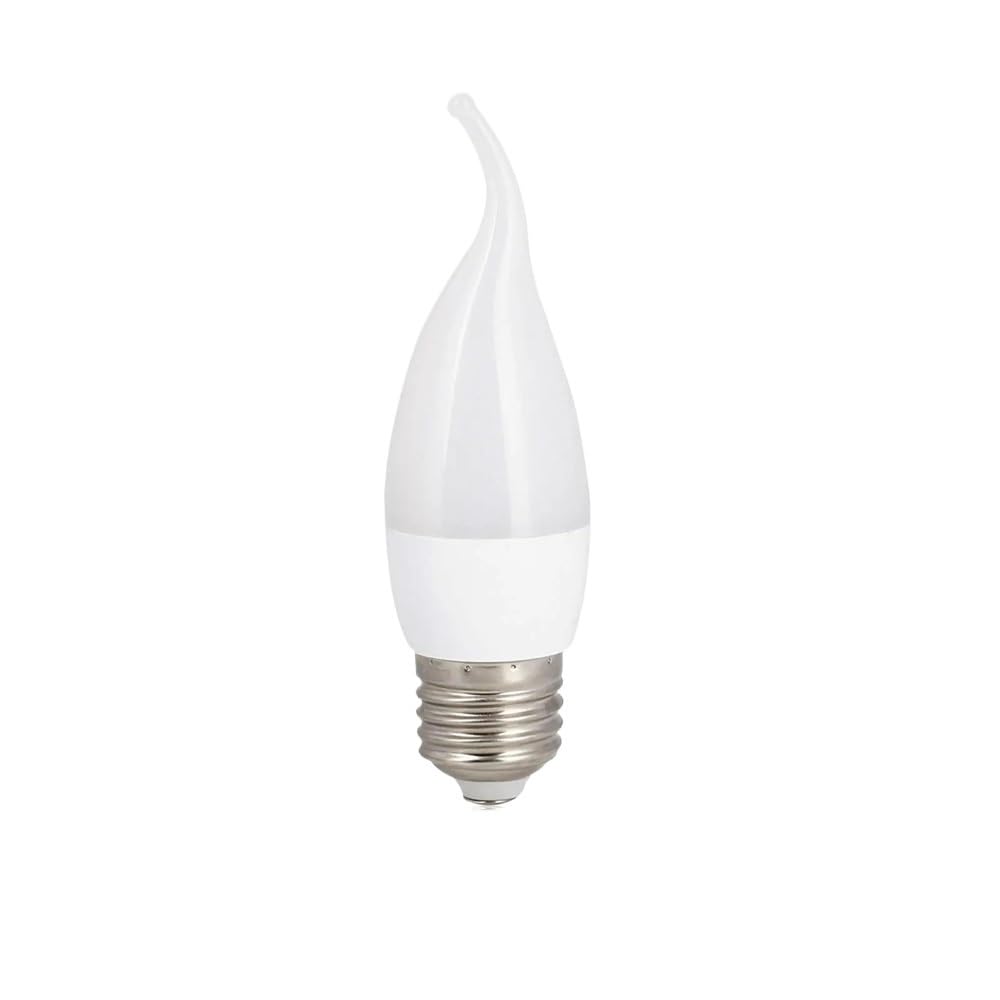 fortunate lights Pack of 10, LED Candle Light Bulb AC85-265V E12/E14/E27/B22 3W 2835SMD Flame Tip Chandelier Lamp(Warm White,E27 Flame)