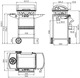 Zenith BBQ a Pietra lavica, Barbecue Grill Compatto a 2 Bruciatori e 1 Fornello Laterale, 7.1 kW di Potenza, 2 Griglie Zenith BBQ a Pietra lavica, Barbecue Grill Compatto a 2 Bruciatori e 1 Fornello Laterale, 7.1 kW di Potenza, 2 Griglie