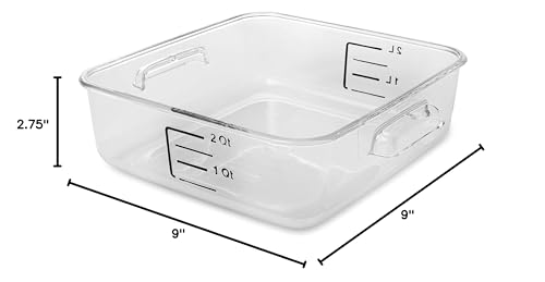 Image of Rubbermaid Commercial Products, Space Saving Square Food Storage Container, 2 Quart, Clear, for Kitchen /Sous Vide /Meal Prep