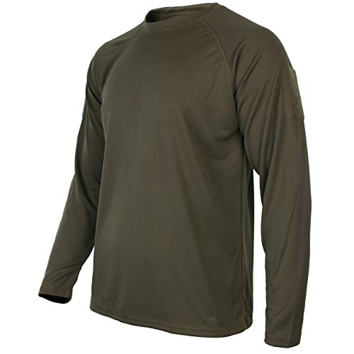 Mil-Tec Tactical Quick Dry Langarmshirt Herren • Langarm T-Shirt mit Raglanärmeln & Daumenschlaufen • Atmungsaktiv & schnelltrocknendes Sport- und Funktionsshirt • Longshirt in Oliv, L