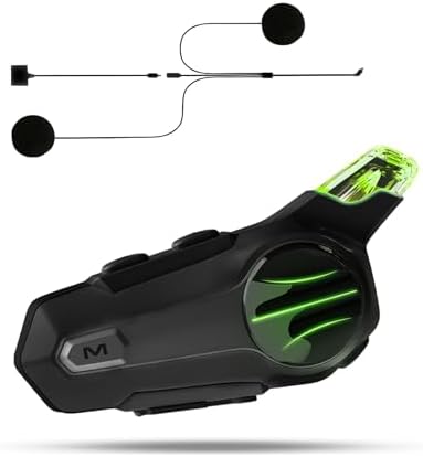 Motorcycle Bluetooth Headset 2-Way 600M Wireless Intercom Dirt Bike Helmet Headphone with CVC Noise Cancellation Stereo HiFi Music IP67 Waterproof for Full Face Helmet with Tail Light 1 Pack