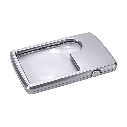 Image of Othmro 1Pcs 4B-3 Silver Tone Square Double Mglass LED Illuminated Magnifying Glass Magnifier 3X /6X