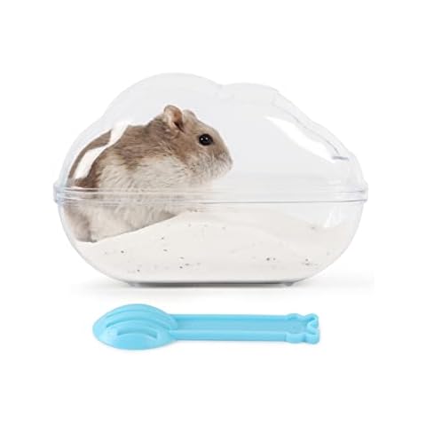 BUCATSTATE Large Hamster Sand Bath Container Transparent Clouds Hamster Bathroom with Scoop Set for Small Pet Animals Cage Accessories (M-Transparent) Cover