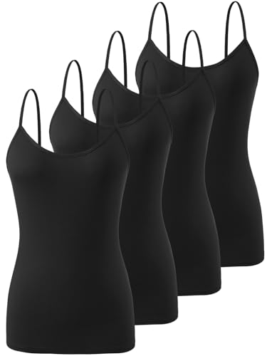 Image of Air Curvey 4 Pack Camisole Tops for Women Basic Undershirt Tanks Adjustable Spaghetti Straps Camis Seamless Soft Layering Top