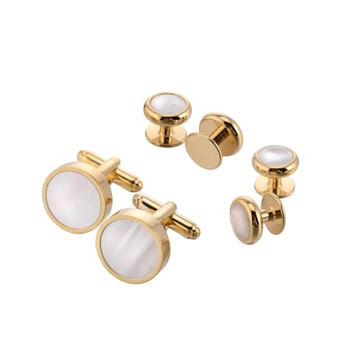 Gemelos vintage de concha para hombre con acabados de alta sastrería 2