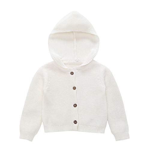 Miwear Toddler Sweater Coat Baby Boy Girl Long Sleeve Knitted Hooded Tops Cardigan Outwear Winter Clothes White