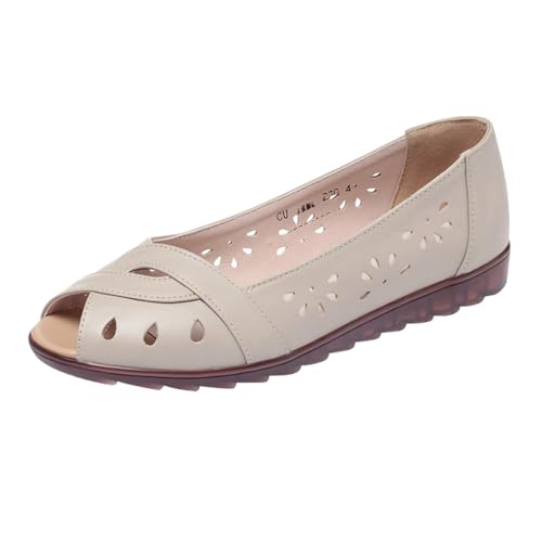 Sandales plates élégantes pour femme - Sandales d'été pour femme - Bout ouvert - Chaussures creuses et légères - Chaussures de travail confortables -...