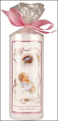 Bougie de baptême fille 15,2 cm avec emballage cadeau