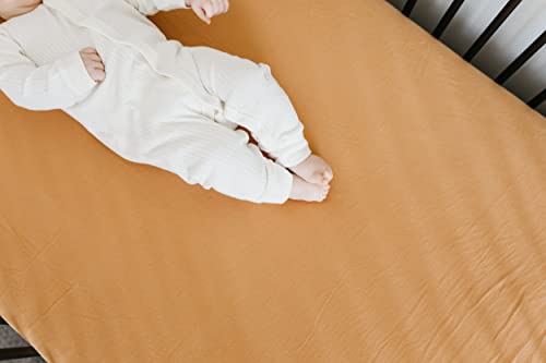 Image of Copper Pearl Premium Knit Crib Sheets: Breathable and Soft, Fitted for Standard Mattresses, Perfect for Baby Registry or Shower Gift, Dune