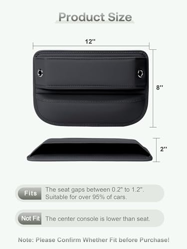 Universal Fit Car Gap Filler, Premium Leather Seat Gap Filler Organizer, Car SUV Truck Essentials (Black, 1 Pack) - Image 6