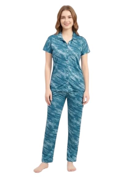 RK Silk Women Front Open Satin Sarina Night Suit Set | Soft Comfortable Nightwear for Women | Button Down Lounge Pajama Set | Stylish Sleepwear-picture-20