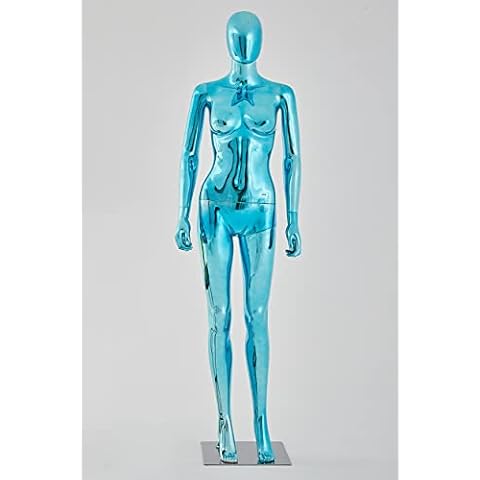 Woman Abstract Female Mannequin Shiny Lacquered Skin Colour Woman Electroplating Standing Chic Feminine Masculine (FC-1X Blue) Cover