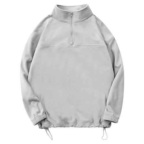 Sweat-shirt pour homme avec fermeture éclair 1/4 coupe ample et col montant protecteur
