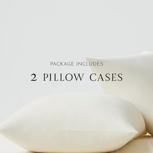 Image of Linen Closet Luxury Cotton 144 Thread Count Organic Cotton King Pillowcases, Set of 2, Fresh Ivory