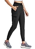 Willit Women's Cargo Hiking Pants Lightweight Athletic Outdoor Travel Joggers Quick Dry Workout Pants Water Resistant Black M