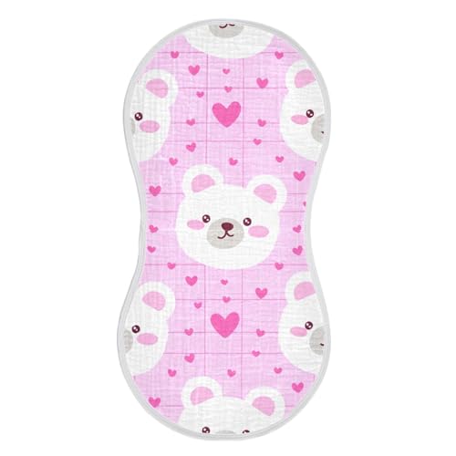 Baby Burp Cloths, Soft Absorbent Burping Cloths for Babies, Cotton Milk Spit Up Rags, Large Size for Newborns, Baby Boys and Girls (Bear Faces Pattern)