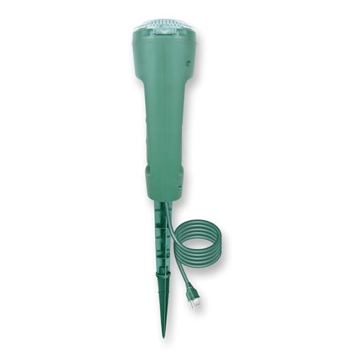 OSKOS Poste de Energía Exterior con 3 Tomas con Tierra, Función Giratoria 180° y Temporizador con Fotocélula 2/4/6/8 Horas, Desde el Anochecer hasta el Amanecer, Cable de 6 pies, Certificado UL, Verde miniatura 3