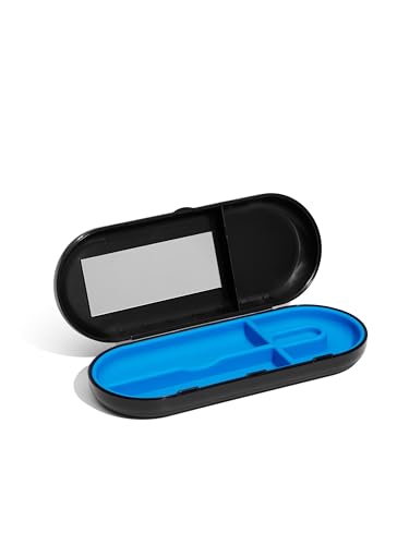 Image of Kontainer Smile Clear Aligner Travel Case with mirror, Jet Black Insert: Brilliant Blue, Travel