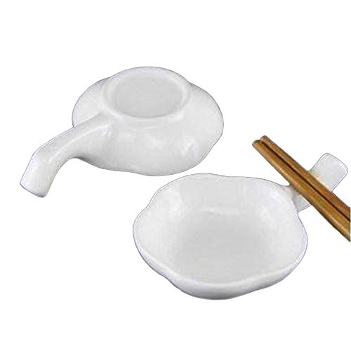 Woonsoon 5Pcs Ceramic Chopsticks Holder,Chinese Porcelain Chopstick Rest Spoon Fork Knife Stand Sauce Dish