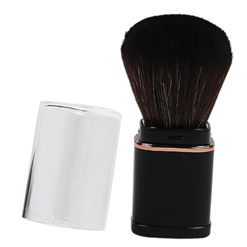 Healvian Brocha de Maquillaje Retractil para Viaje Pincel Versátil para Rubor y Polvo Suelto Cerdas Sintéticas Caída Fácil Almacenamiento Portátil Negro