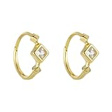 Pendientes para mujer, elegantes aros con moissanita cuadrada, oro amarillo de 9 quilates, 14 y 18 quilates, Metal, Moissanita