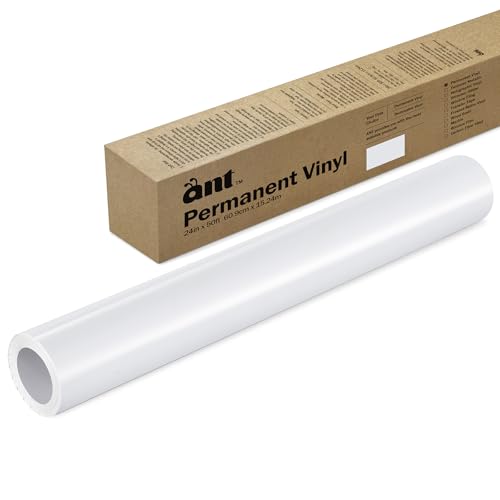 ANT Ivory White, 24" x 50’, Permanent Vinyl Roll, Adhesive Vinyl Roll, for DIY Project, Decal, Sticker, Compatible with Cricut, Cameo, Silhouette, Weather-Resistant