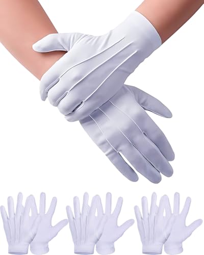El Mejor Listado de Guantes para Niño para comprar hoy. 46 3 Pares de Guantes Blancos para Niños - Escolta, Algodón, Tela, Uso Cómico, Adecuado para Militares, Escoltas, Cadetes, Camareros (Hombres y Mujeres)
