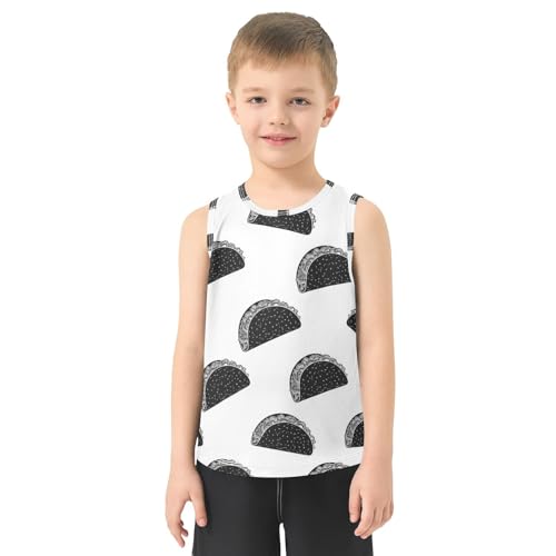 J JOYSAY Cartoon Taco White Boys Tank Top Sleeveless Muscle Shirts Quick Dry Sport Active Workout Kids T-Shirts 3-15T2